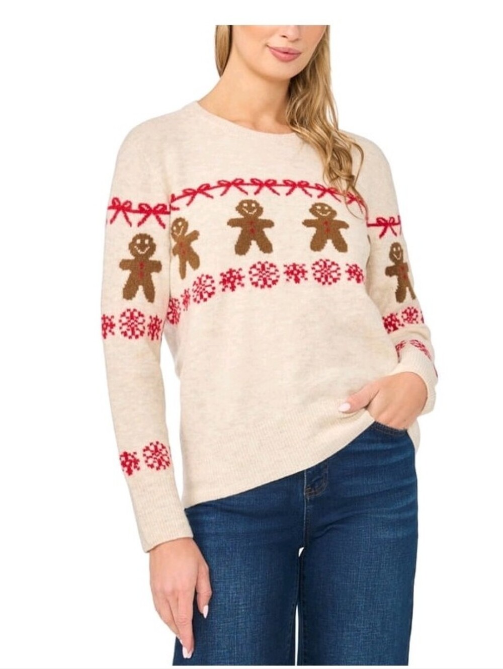 (6)vince Camuto Ladies Holiday's Crewneck Sweater